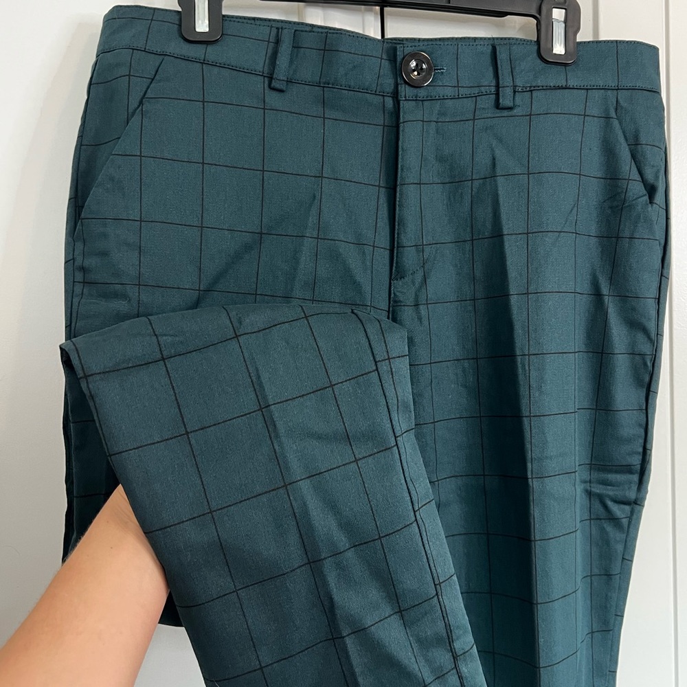 Plaid Dress Pants / Slacks / Golf Pants / Vacation Pants | Men 34”W | Dark Green